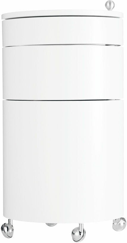 Table d'appoint sur roues en bois moulé blanche Barboy - Verpan - The Cool Republic
