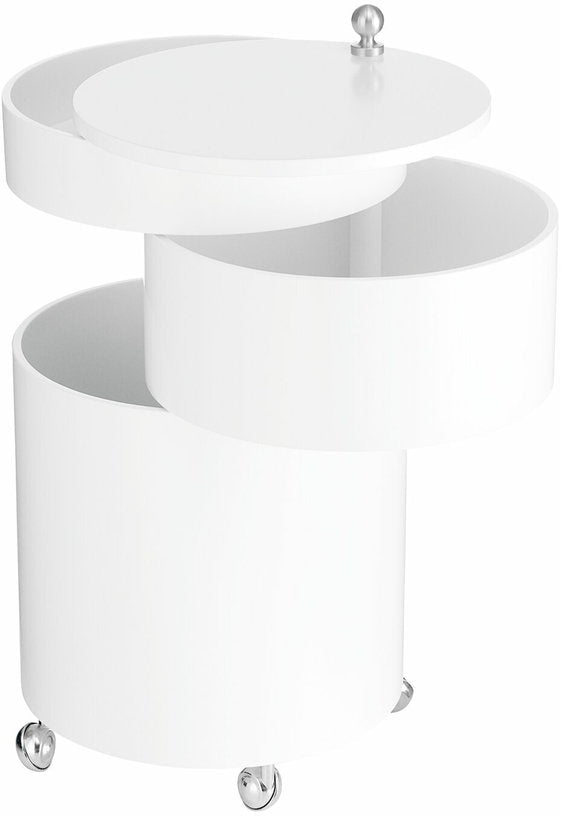 Table d'appoint sur roues en bois moulé blanche Barboy - Verpan - The Cool Republic
