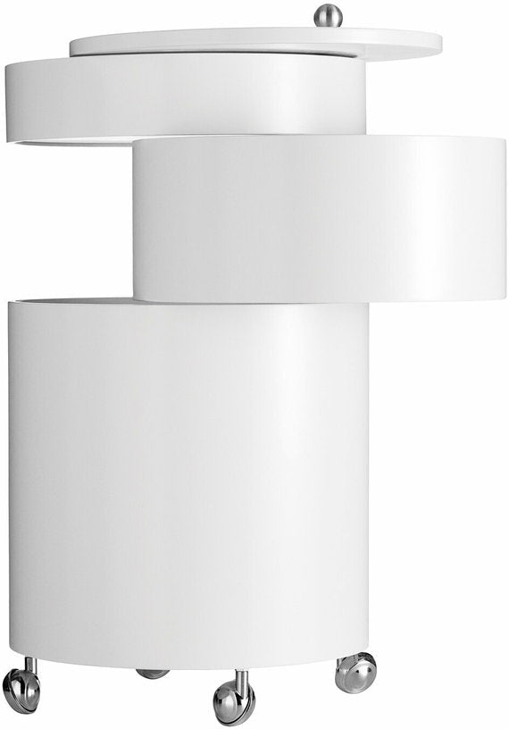 Table d'appoint sur roues en bois moulé blanche Barboy - Verpan - The Cool Republic