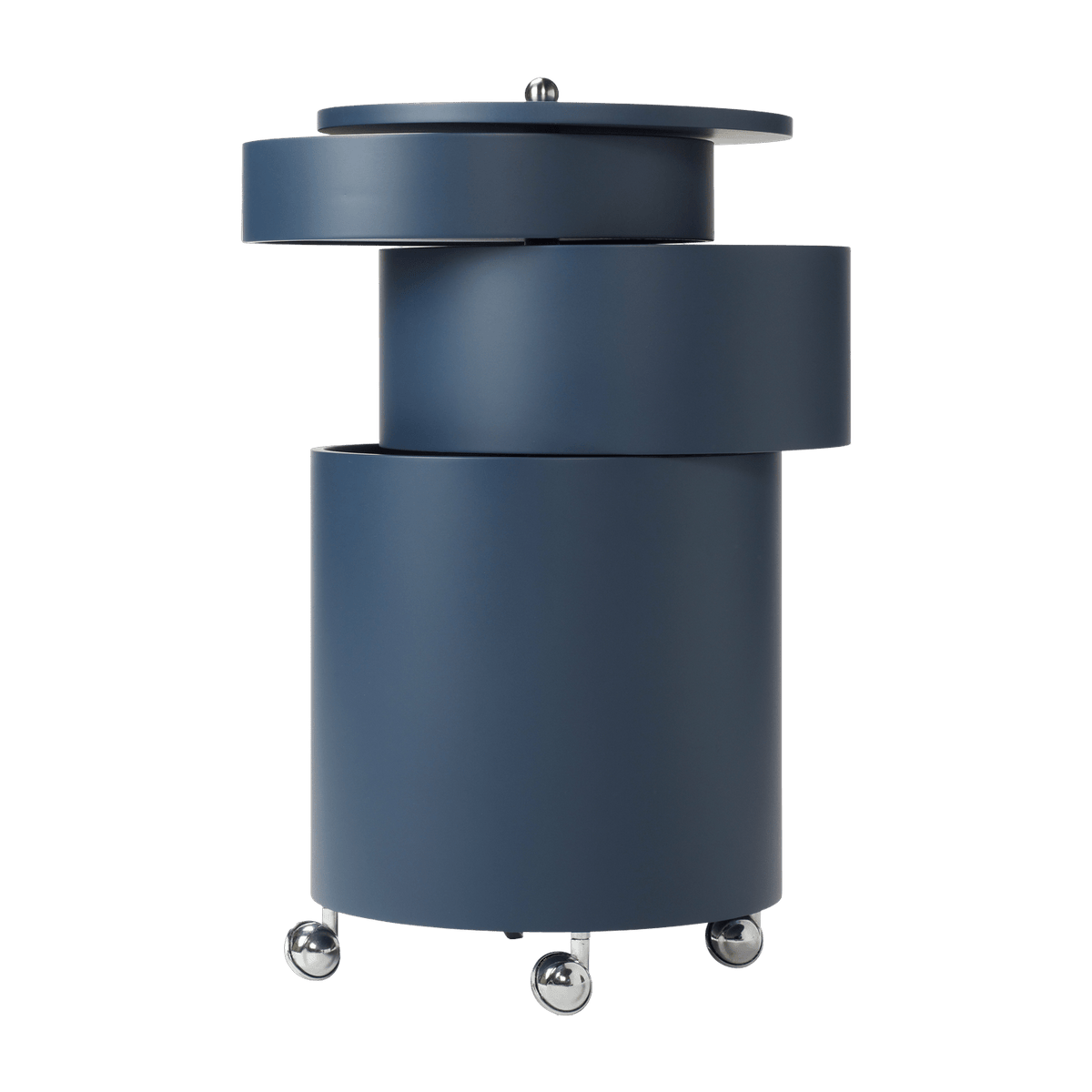 Barboy blue molded wood side table on wheels - Verpan - The Cool Republic