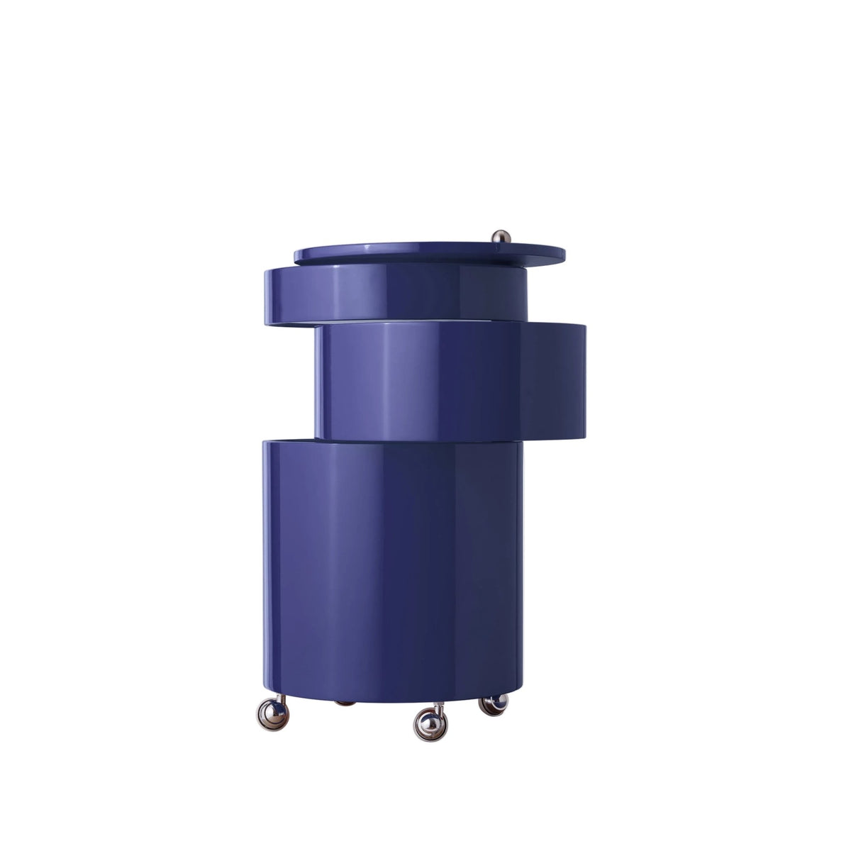 Table d'appoint sur roues en bois moulé deep blue Barboy - Verpan - The Cool Republic