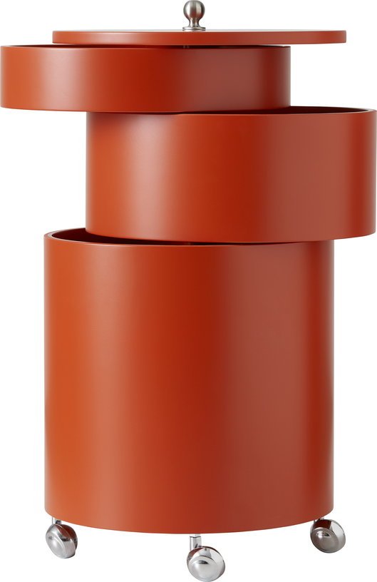 Table d'appoint sur roues en bois moulé orange Barboy - Verpan - The Cool Republic