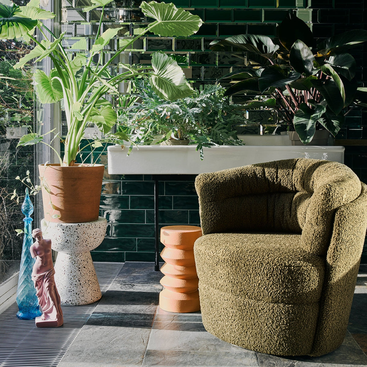 Table d'appoint terracotta en grès - HKliving - The Cool Republic