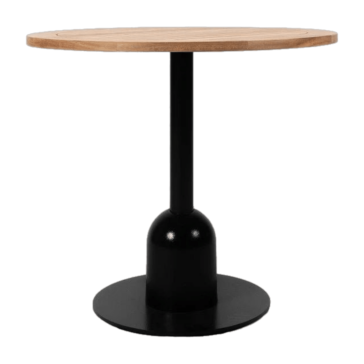 Table de bar ronde en acier noir et plateau en teck 80x45x75cm Spera - Vincent Sheppard - The Cool Republic