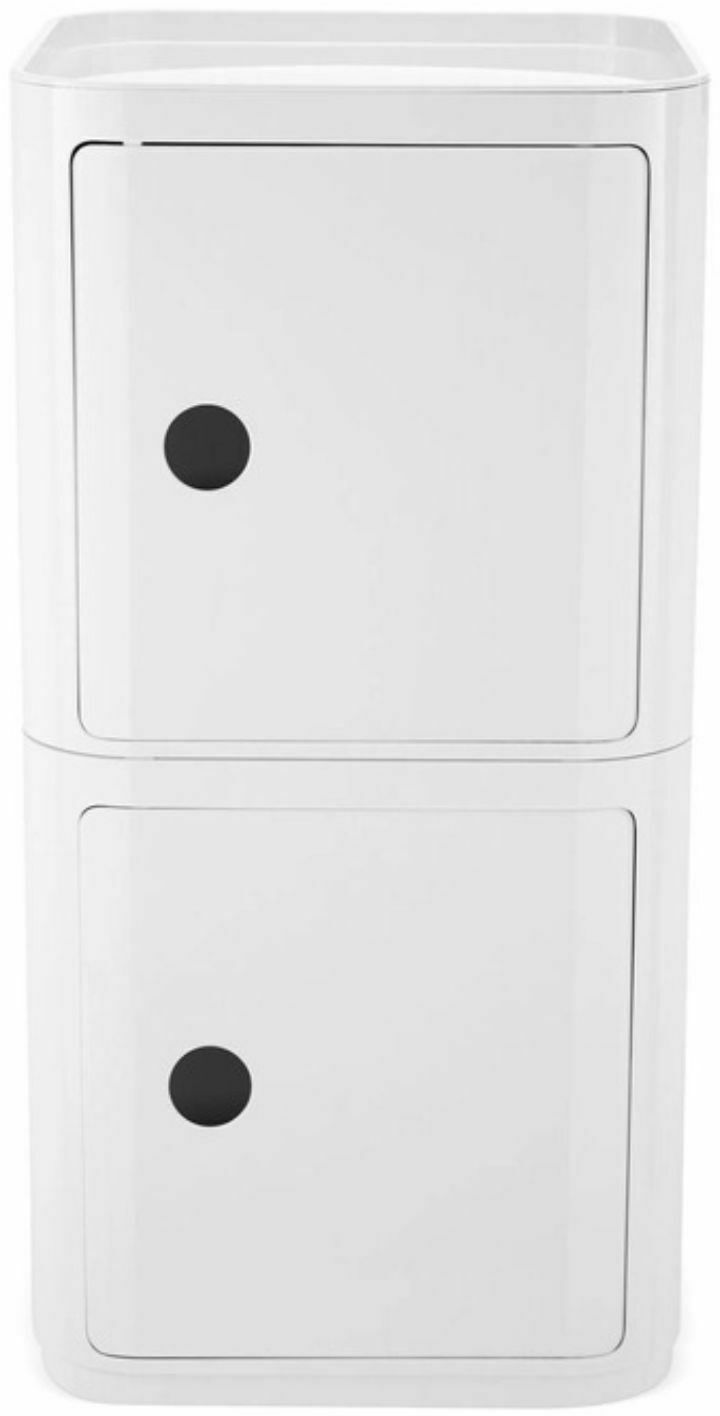 Table de chevet 2 portes carrées blanc Componibili Classic Big - Kartell