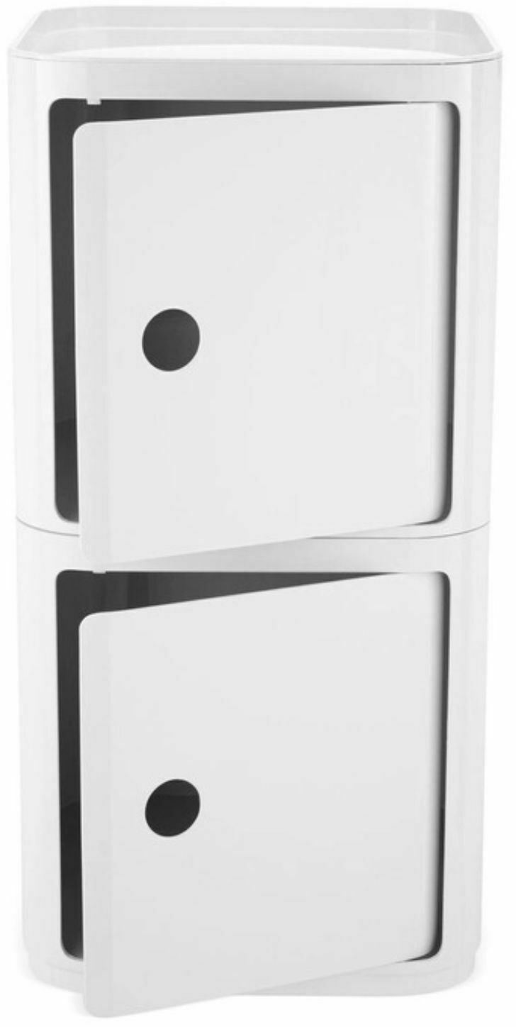 Table de chevet 2 portes carrées blanc Componibili Classic Big - Kartell - The Cool Republic