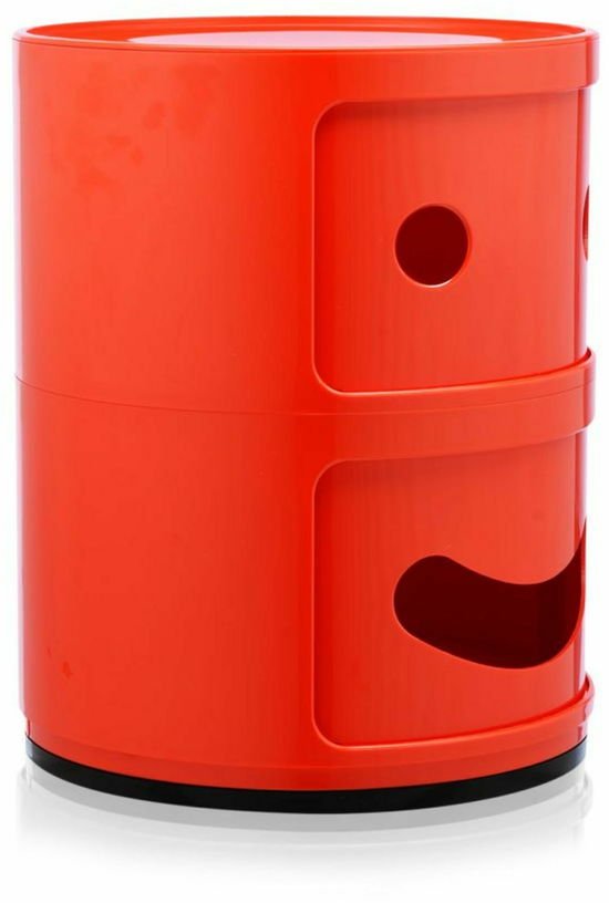 Table de chevet 2 tiroirs rouge Componibili Smile - Kartell - The Cool Republic