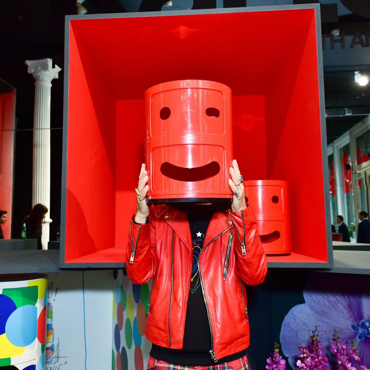 Table de chevet 2 tiroirs rouge Componibili Smile - Kartell - The Cool Republic