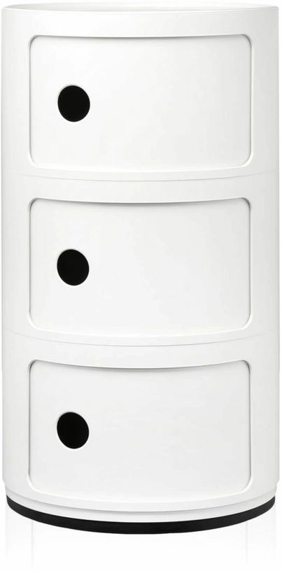 Table de chevet blanche 3 tiroirs Componibili - Kartell - The Cool Republic