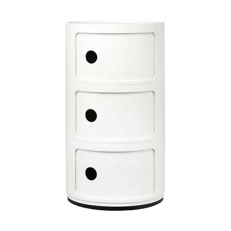 Table de chevet blanche 3 tiroirs Componibili - Kartell - The Cool Republic