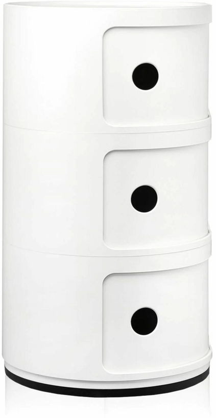 Table de chevet blanche 3 tiroirs Componibili - Kartell - The Cool Republic