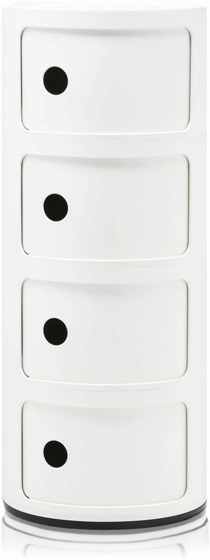 Table de chevet blanche 4 tiroirs Componibili - Kartell - The Cool Republic