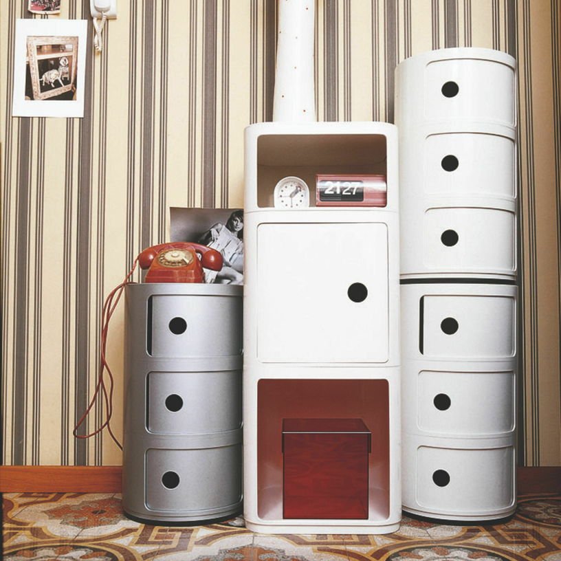Table de chevet blanche 4 tiroirs Componibili - Kartell - The Cool Republic