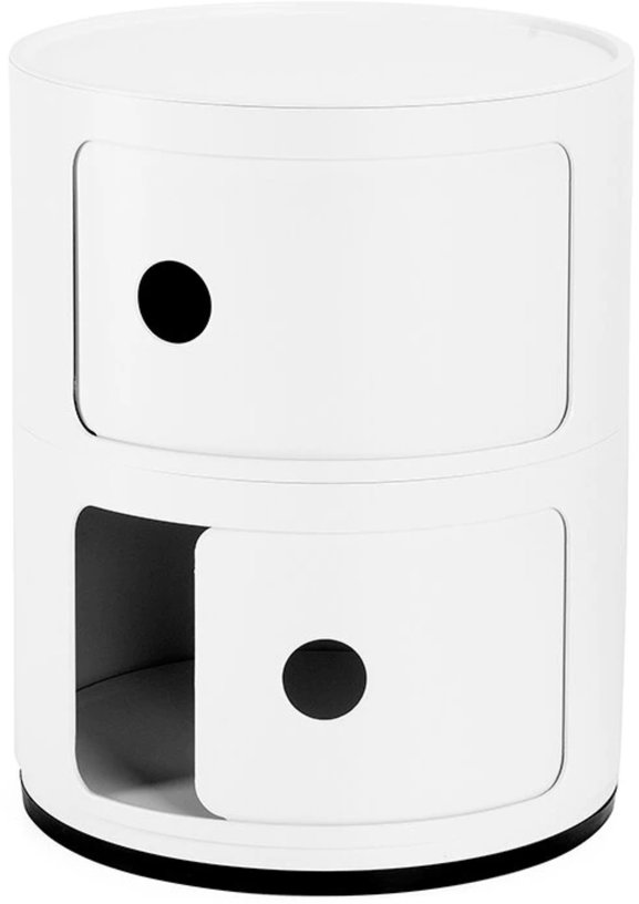 Table de chevet blanche mat 2 tiroirs Componibili Recycled - Kartell - The Cool Republic