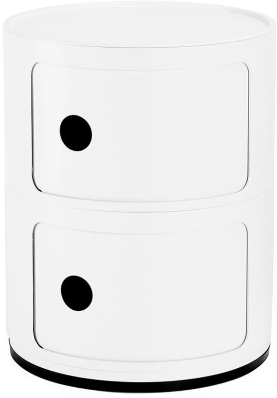 Table de chevet blanche mat 2 tiroirs Componibili Recycled - Kartell - The Cool Republic