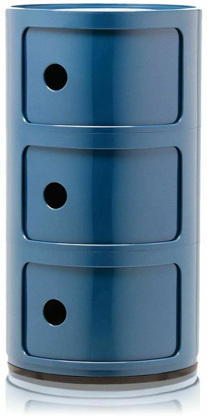Table de chevet bleu 3 tiroirs Componibili - Kartell - The Cool Republic