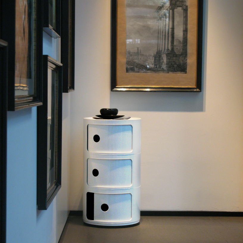 Table de chevet bleu 3 tiroirs Componibili - Kartell - The Cool Republic