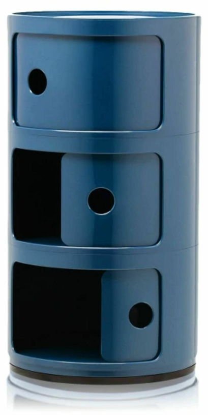Table de chevet bleu 3 tiroirs Componibili - Kartell - The Cool Republic