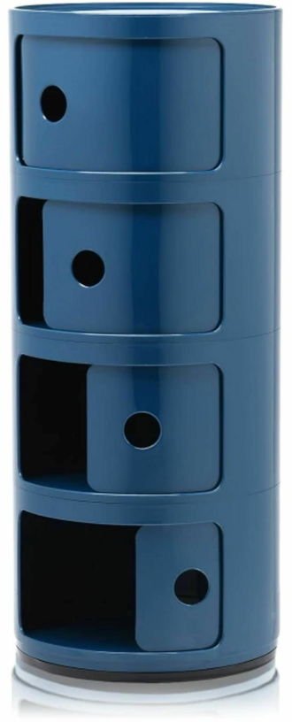 Table de chevet bleu 4 tiroirs Componibili - Kartell - The Cool Republic