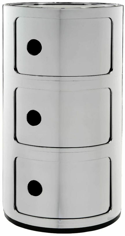 Table de chevet chromé 3 tiroirs Componibili - Kartell - The Cool Republic