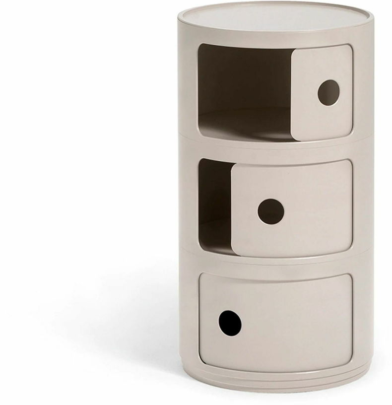 Table de chevet Componibili Bio design crème 3 tiroirs - Kartell - The Cool Republic