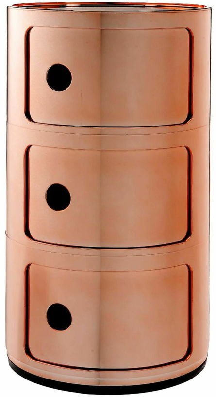 Table de chevet Componibili cuivré 3 tiroirs - Kartell - The Cool Republic