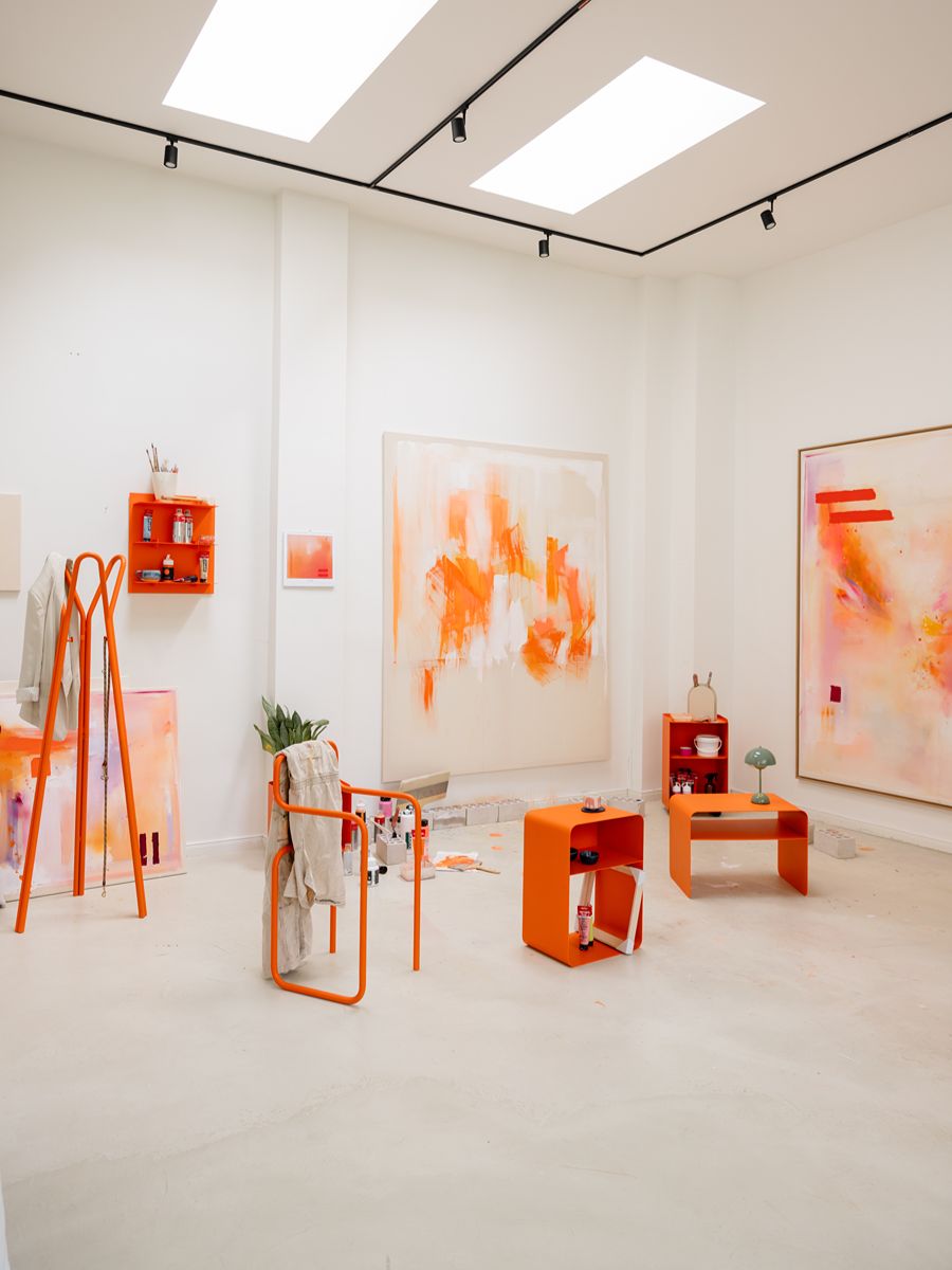 Table de chevet en acier orange sprizz 58x42x30cm Damio - Metallbude - The Cool Republic