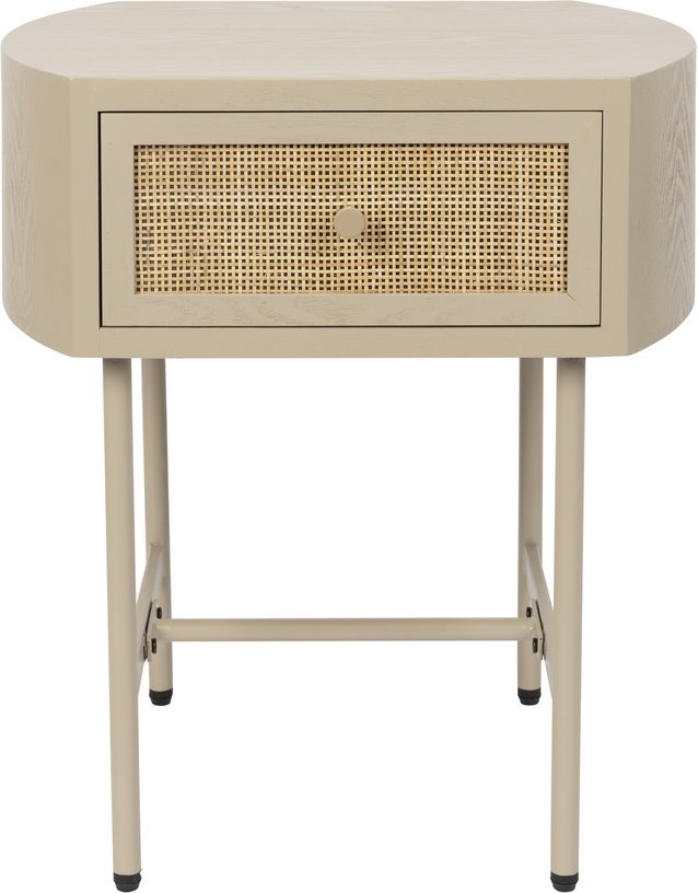 Table de chevet en bois et métal beige Sora - The Cool Republic - The Cool Republic
