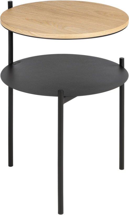 Table de chevet en chêne plaqué naturel et acier noire - noo.ma - The Cool Republic