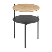 Table de chevet en chêne plaqué naturel et acier noire- noo.ma - The Cool Republic