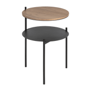Table de chevet en noyer plaqué et acier noire - noo.ma - The Cool Republic