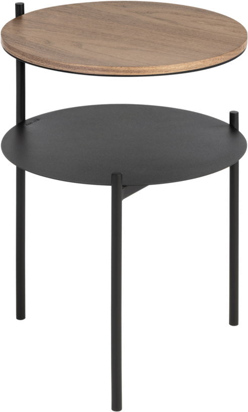 Table de chevet en noyer plaqué et acier noire - noo.ma - The Cool Republic
