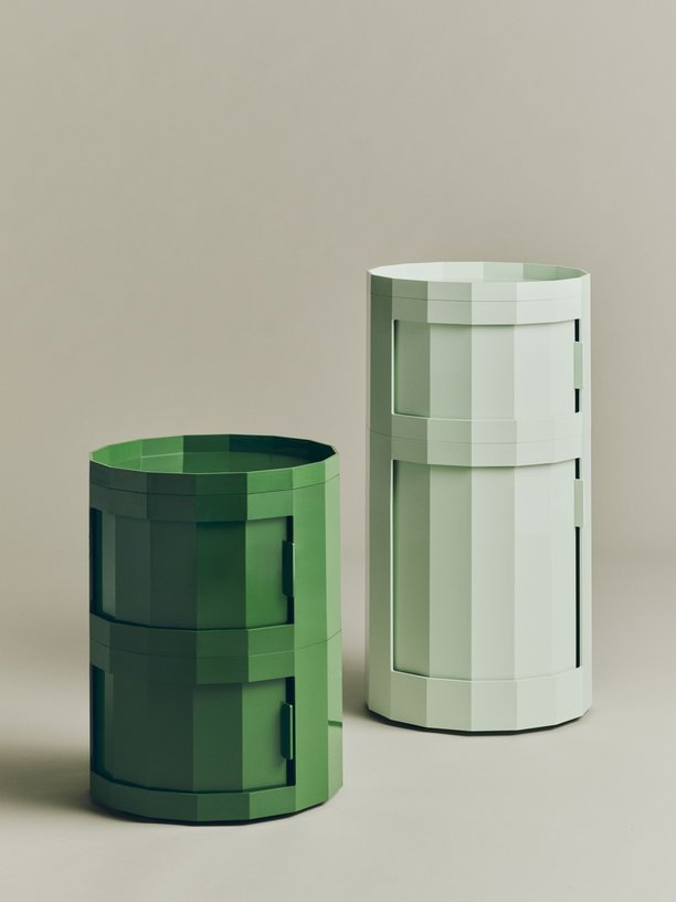 Table de chevet en plastique recyclé vert 2 portes 38x49cm Facet - HAY - The Cool Republic