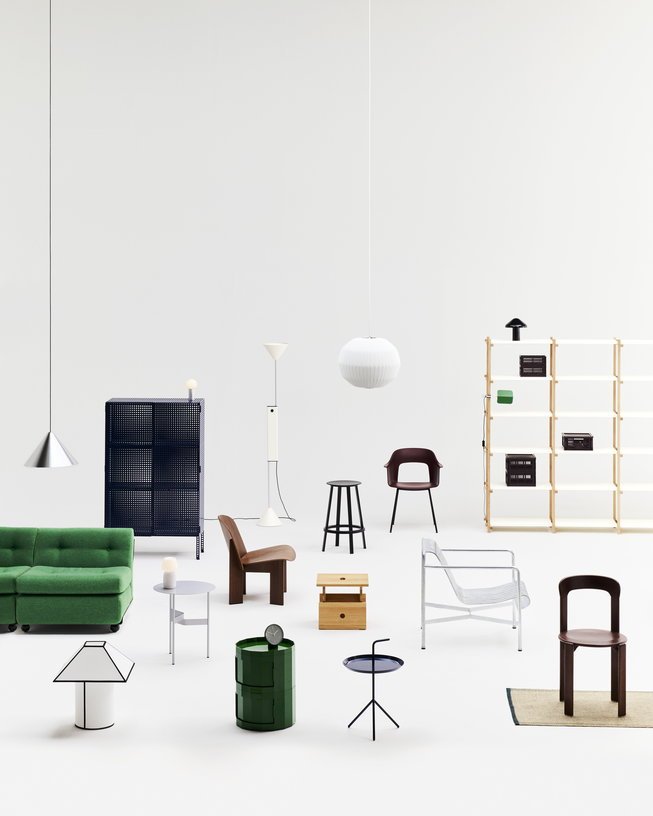 Table de chevet en plastique recyclé vert 2 portes 38x49cm Facet - HAY - The Cool Republic
