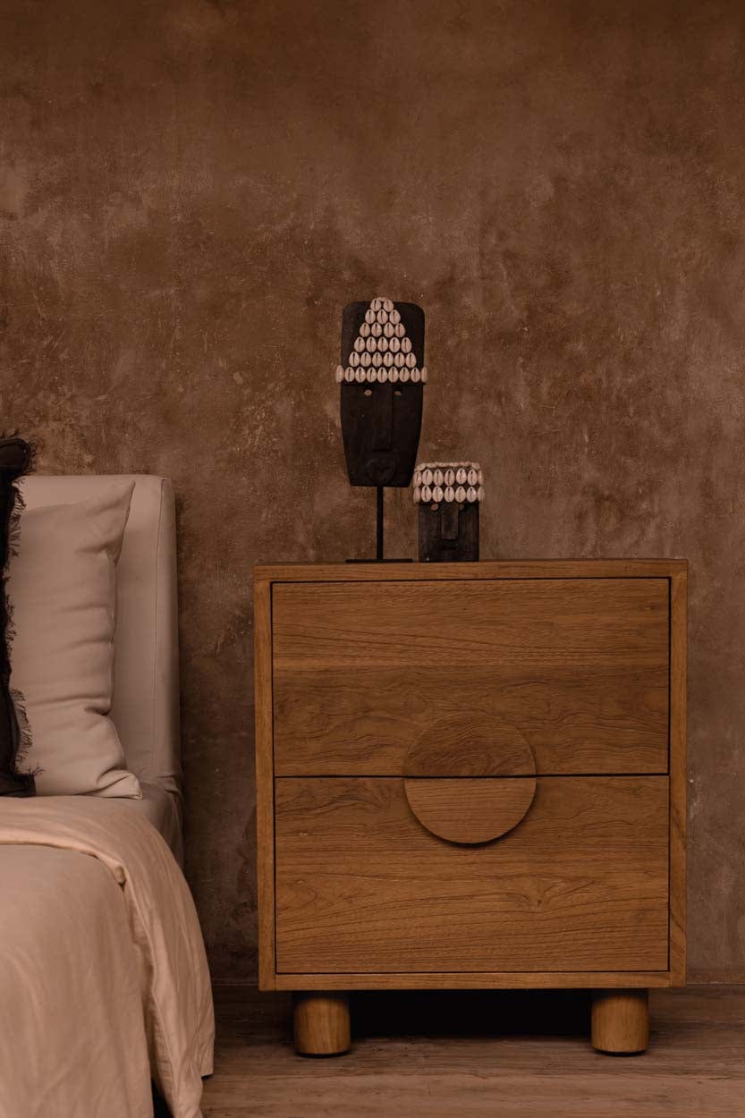 Table de chevet en teck naturel marron 50x40x58cm Eclipse - Bazar Bizar — vue 2