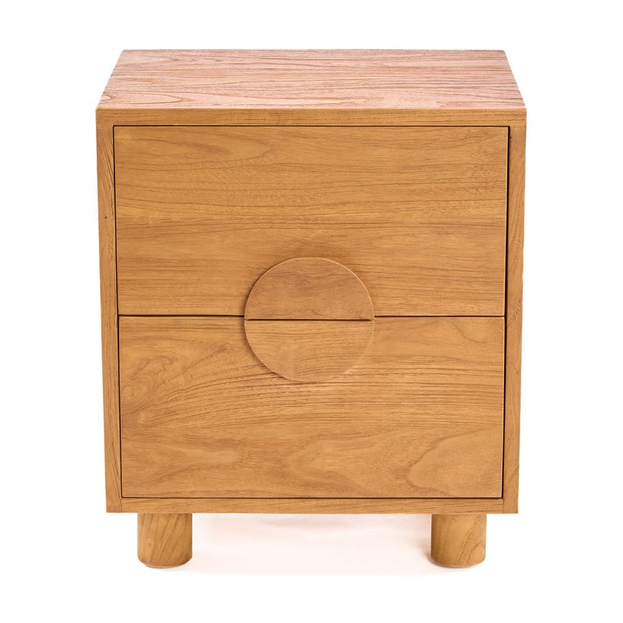 Table de chevet en teck naturel marron 50x40x58cm Eclipse - Bazar Bizar — vue 6