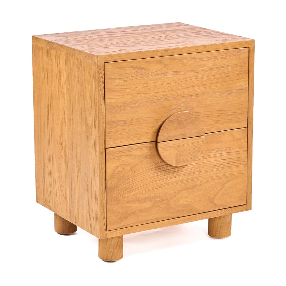 Table de chevet en teck naturel marron 50x40x58cm Eclipse - Bazar Bizar — vue 7
