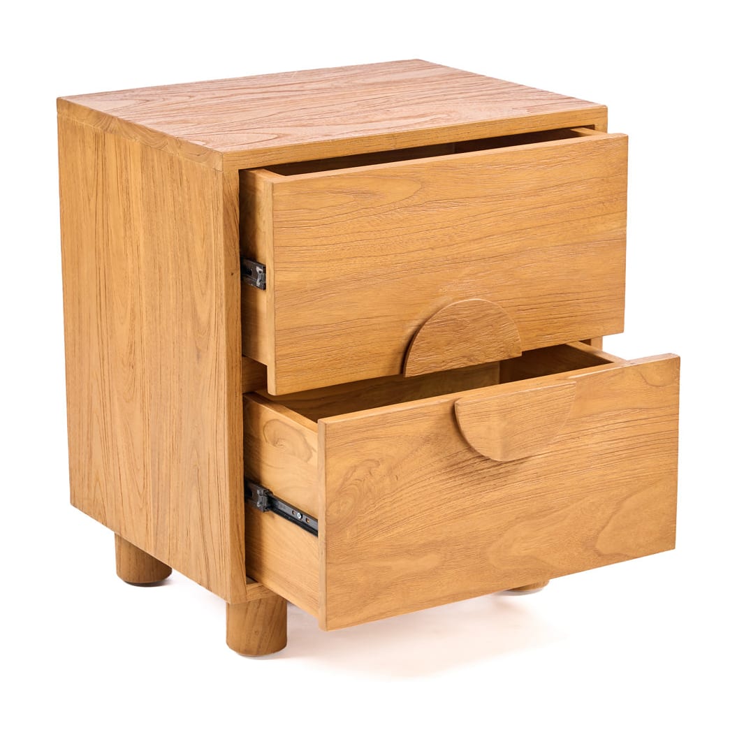 Table de chevet en teck naturel marron 50x40x58cm Eclipse - Bazar Bizar — vue 8