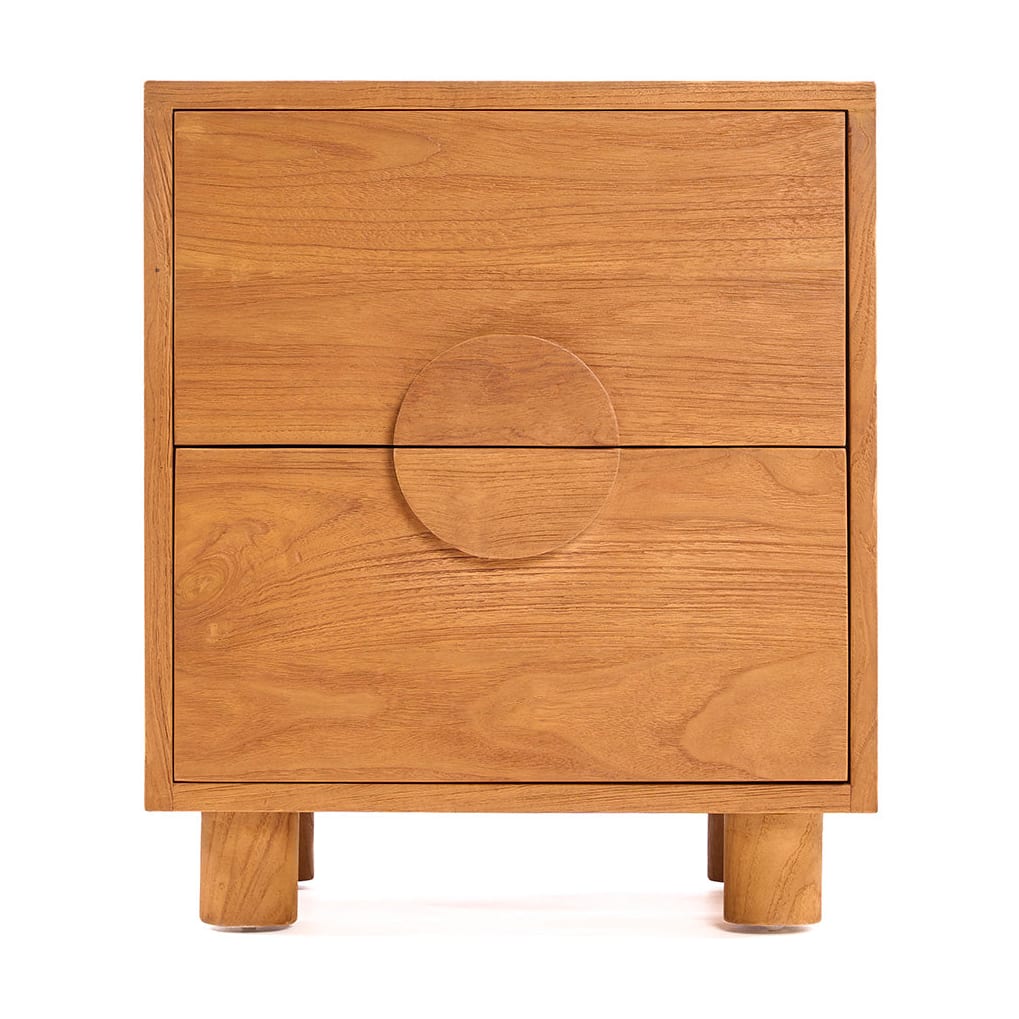 Table de chevet en teck naturel marron 50x40x58cm Eclipse - Bazar Bizar