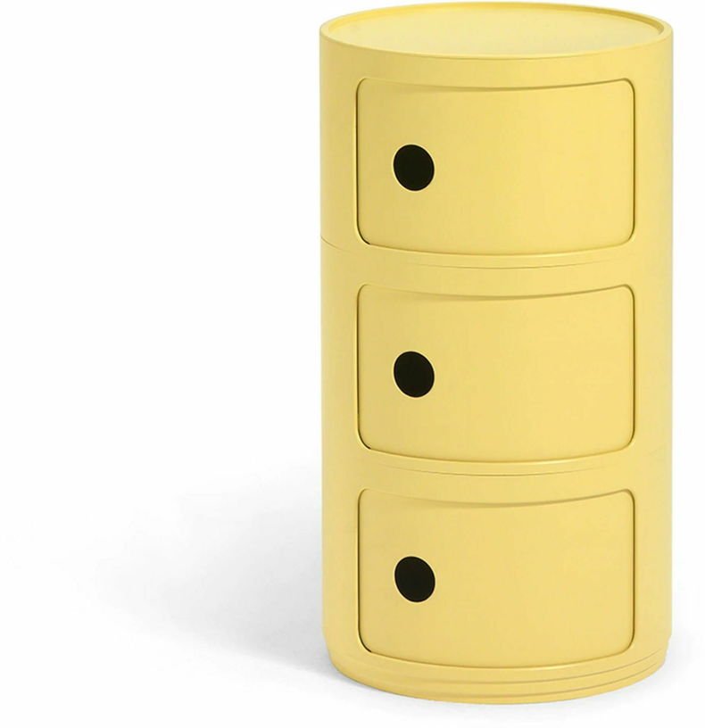 Table de chevet jaune 3 tiroirs Componibili Bio - Kartell - The Cool Republic