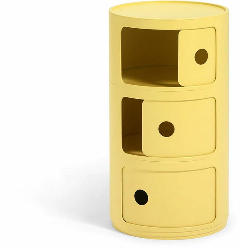 Table de chevet jaune 3 tiroirs Componibili Bio - Kartell - The Cool Republic