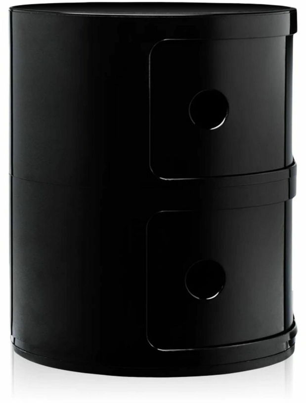 Table de chevet noire 2 tiroirs Componibili - Kartell - The Cool Republic