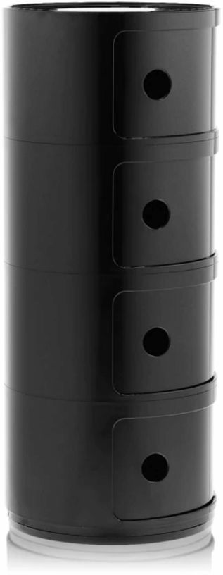 Table de chevet noire 4 tiroirs Componibili - Kartell - The Cool Republic