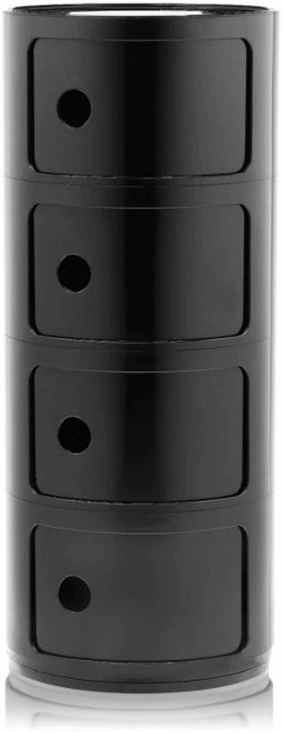 Table de chevet noire 4 tiroirs Componibili - Kartell - The Cool Republic