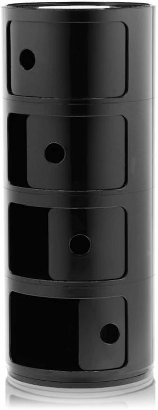 Table de chevet noire 4 tiroirs Componibili - Kartell - The Cool Republic