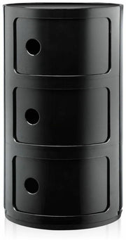 Table de chevet noire brillant 3 tiroirs Componibili - Kartell - The Cool Republic