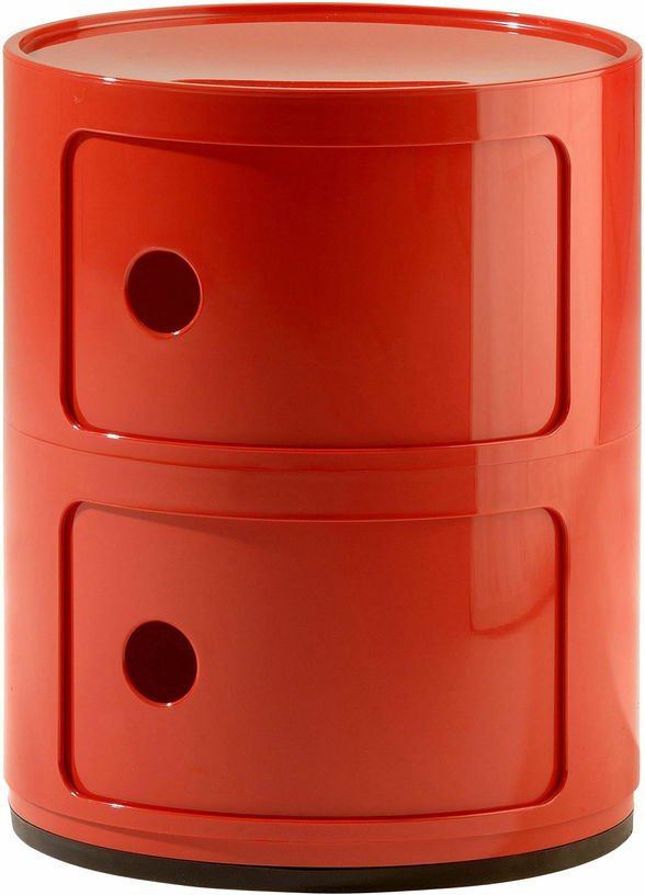 Table de chevet rouge 2 tiroirs Componibili - Kartell - The Cool Republic
