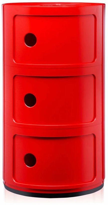 Table de chevet rouge 3 tiroirs Componibili - Kartell - The Cool Republic