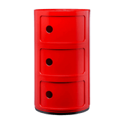 Table de chevet rouge 3 tiroirs Componibili - Kartell - The Cool Republic
