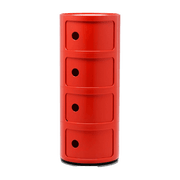 Table de chevet rouge 4 tiroirs Componibili - Kartell - The Cool Republic